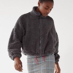 UO Willow Fuzzy Drawstring Teddy Jacket